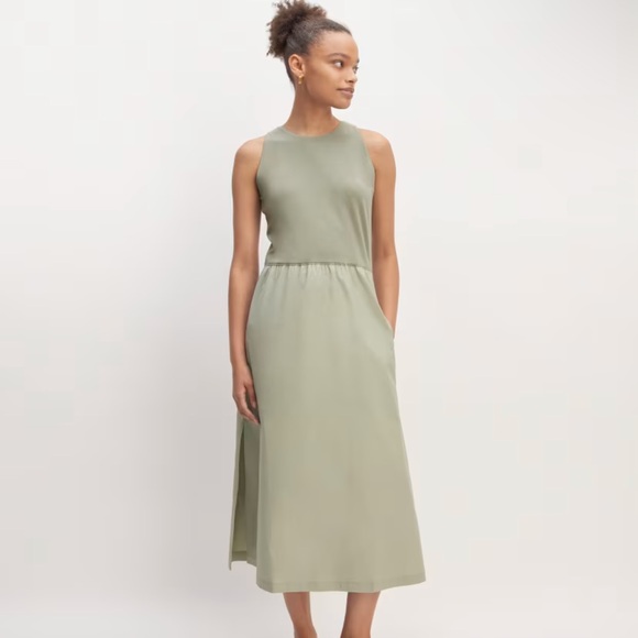 Everlane Dresses & Skirts - Everlane sage green high neck sleeveless Cotton Dress with pockets size Medium